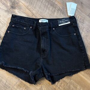 Abercrombie & Fitch Black Denim Mom Shorts
